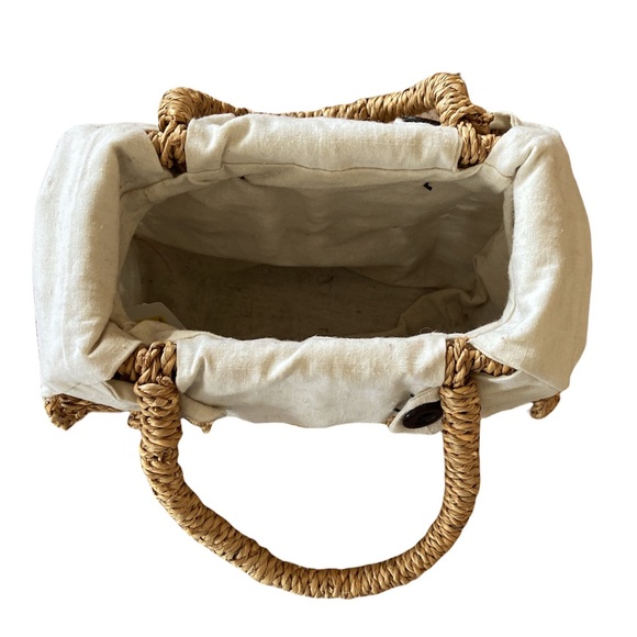 Boho Woven Basket Bag or Caddy with Lining - Picture 5 of 6